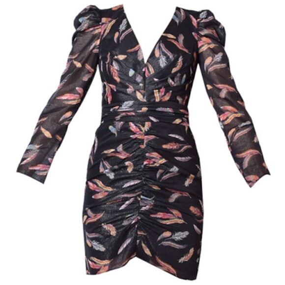 𝅺Rachel Zoe Sloane Feather Print Dress Size 6 - Picture 16 of 16